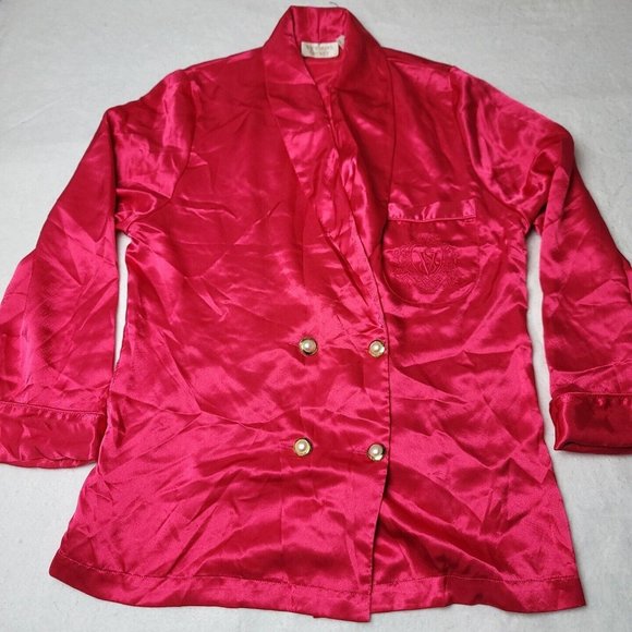 Victorias Secret Womens P Gold Label Satin Pajama Set Pink Top and Pants Vintage - Picture 2 of 16